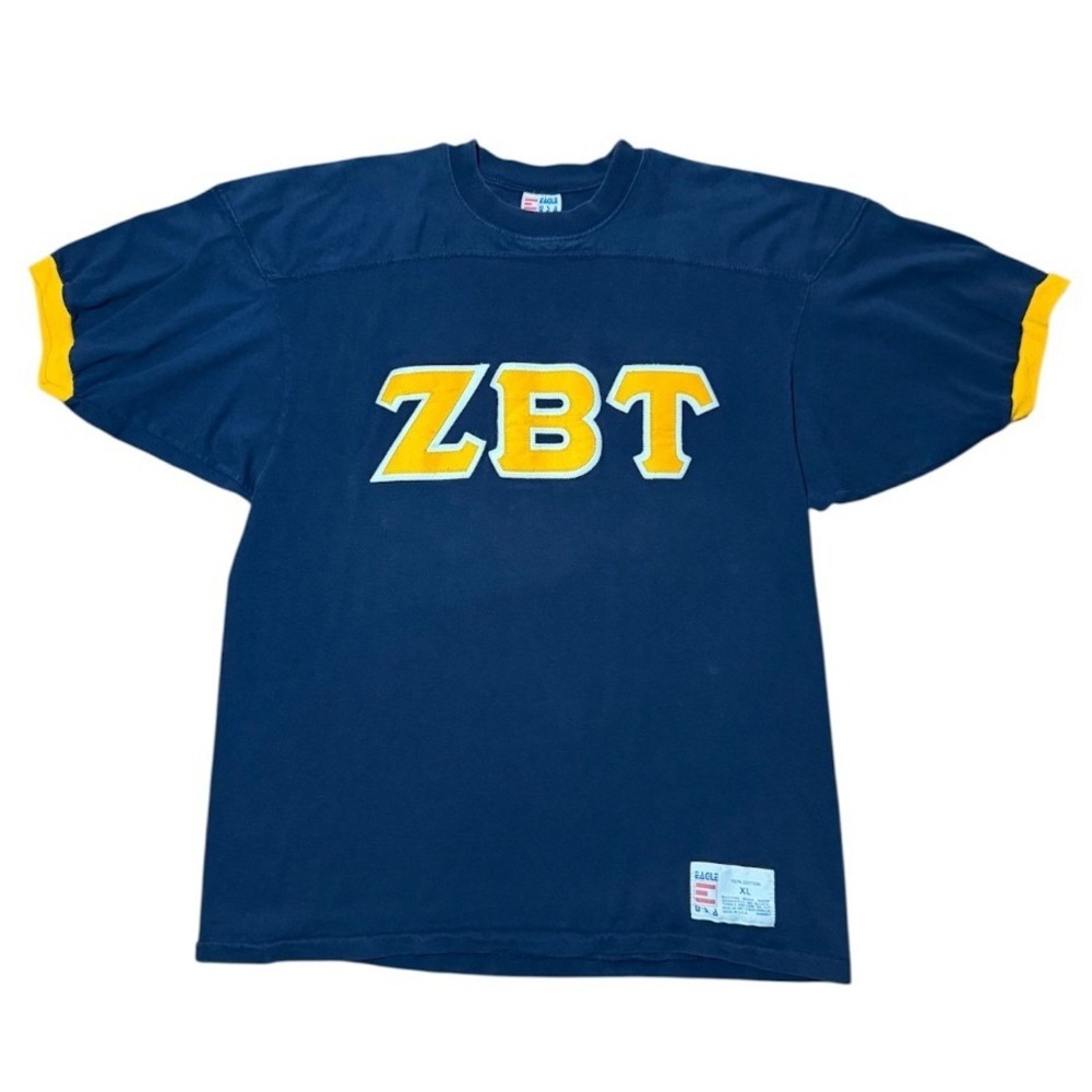 Vintage 90s Eagle USA Zeta Beta Tau Greek Fraternity XTRA LUBE Football T-shirt